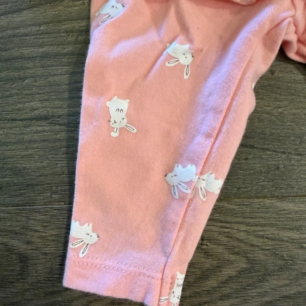 Just One You by Carters Baby Girls Pink‎ Stripe Bunny Peplum Top Leggings Set 3M